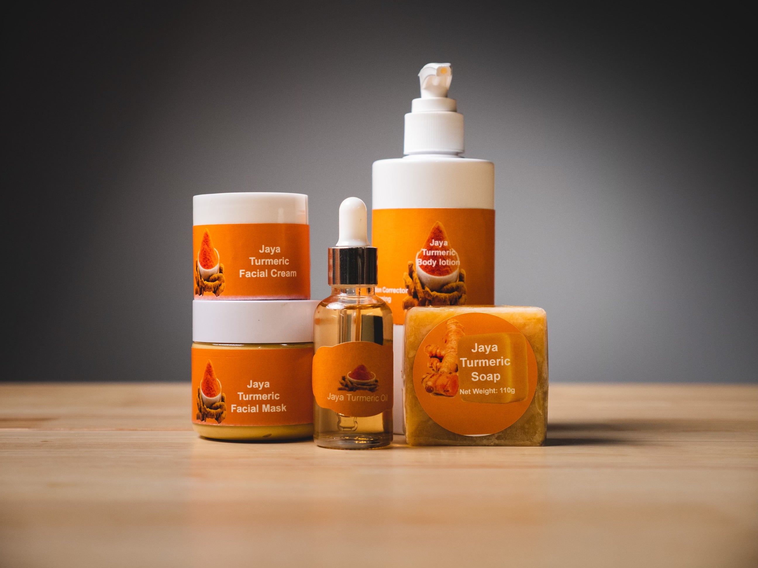 Jaya Turmeric Mini Set Face and Body Care - Gentle Moisturizing Serum, Face Cream, Body Lotion, Mask, Soap for Daily Use, Non-Greasy, Smoothing, All Skin Types, Complete Care Set for Refreshing Moisture - Moisturizer