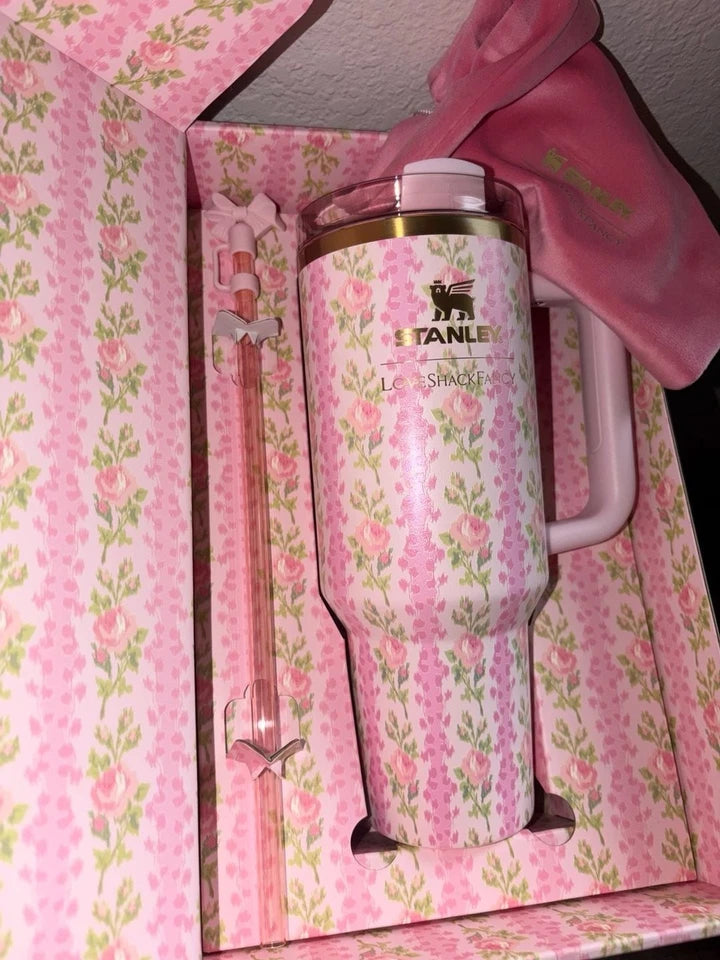 Stanley x LoveShackFancy 40oz FlowState Tumbler Blooming Heirloom Gift Set