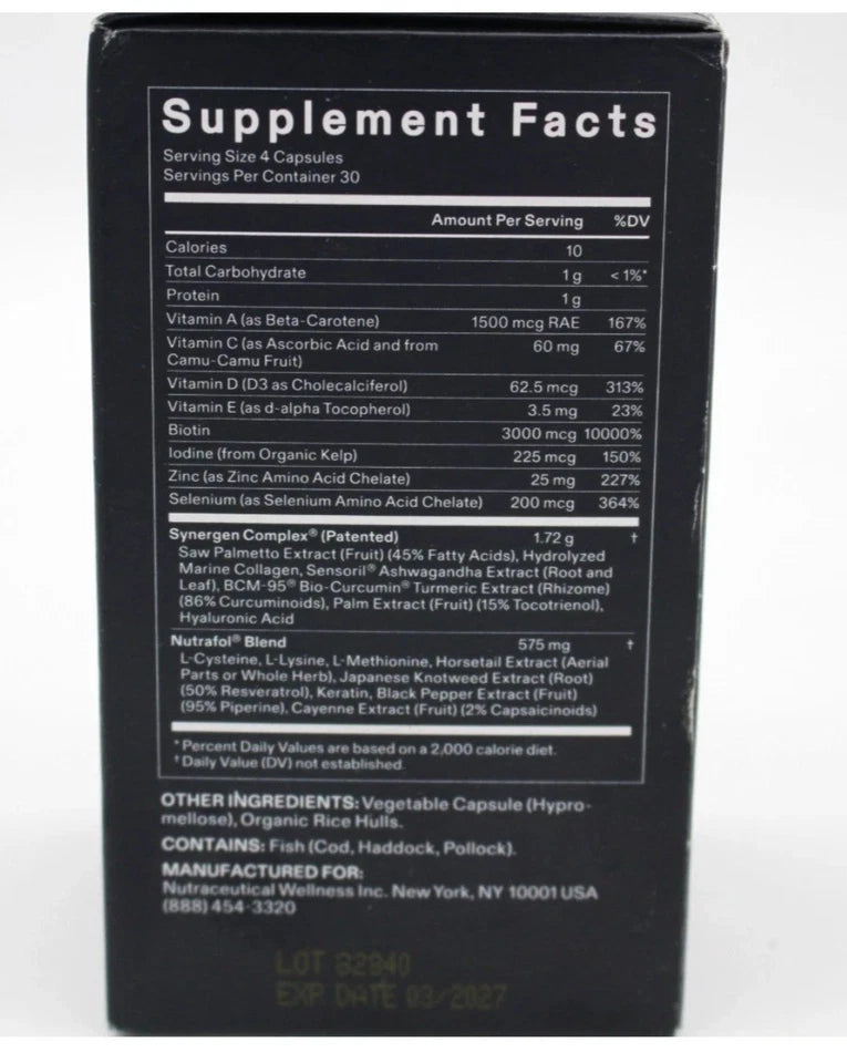 NUTRAFOL Men Hair Growth Nutraceutical 120 Capsules NEW
